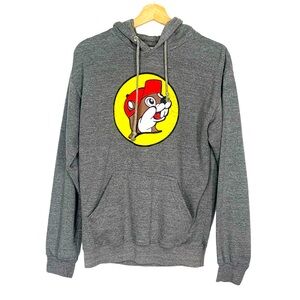 Authentic Buc-ees Grey Unisex Pullover Hoodie Size Small Front Pocket